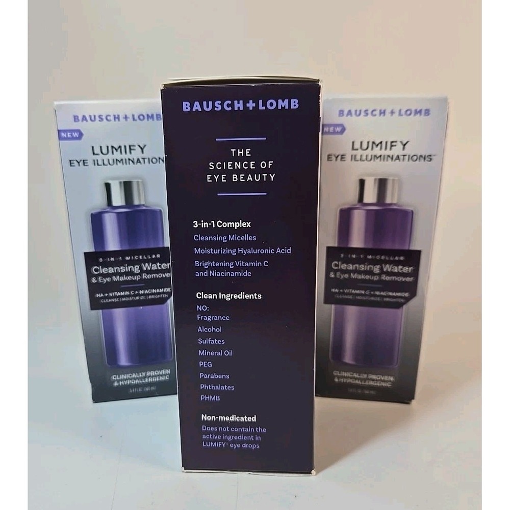 3 Pack: Bausch + Lomb Lumify 3 in 1 Micellar Cleansing Water 5.4oz ea - Picture 4 of 4